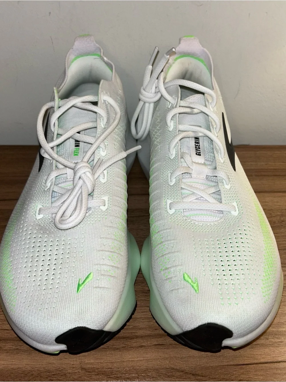 Brooks Glycerin Flex Mens Size 11 White Green Athletic Running Shoes Sneakers